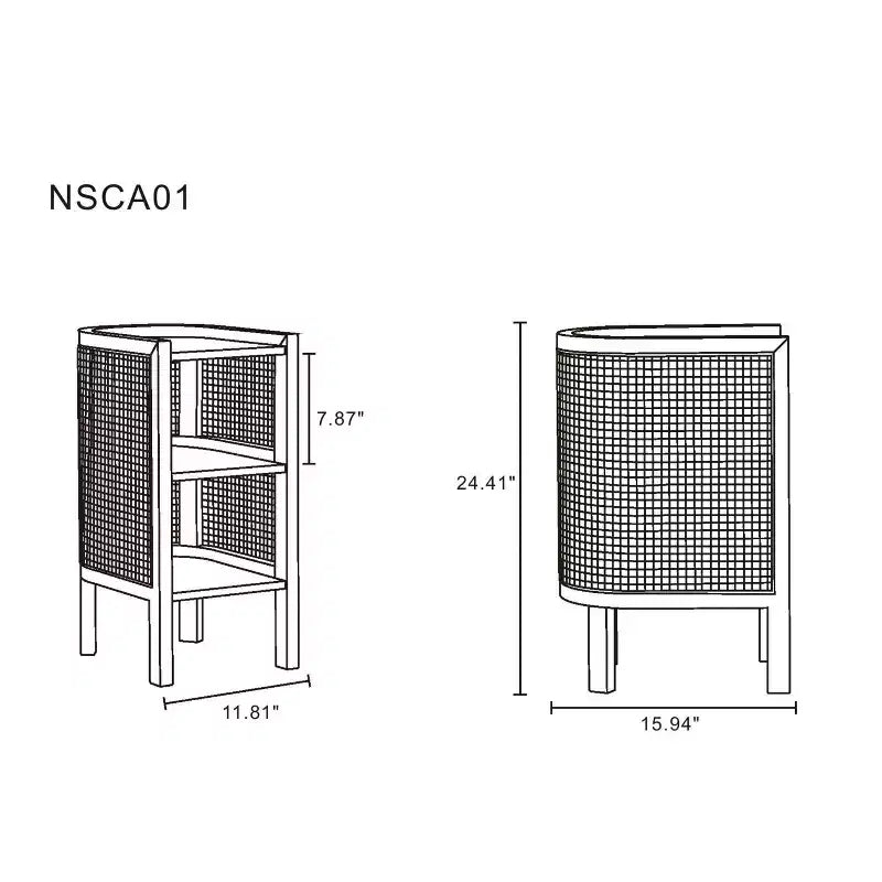 Tavolino a Mezzaluna con Ripiano Fisso