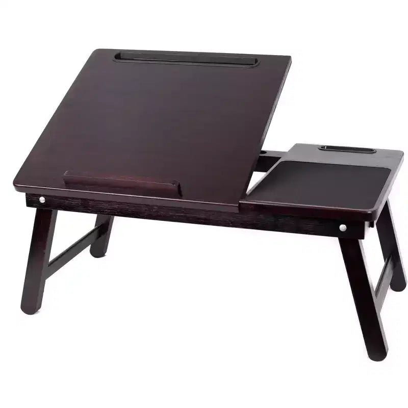 Vassoio da letto per laptop in bambù con parte superiore regolabile e cassetto portaoggetti